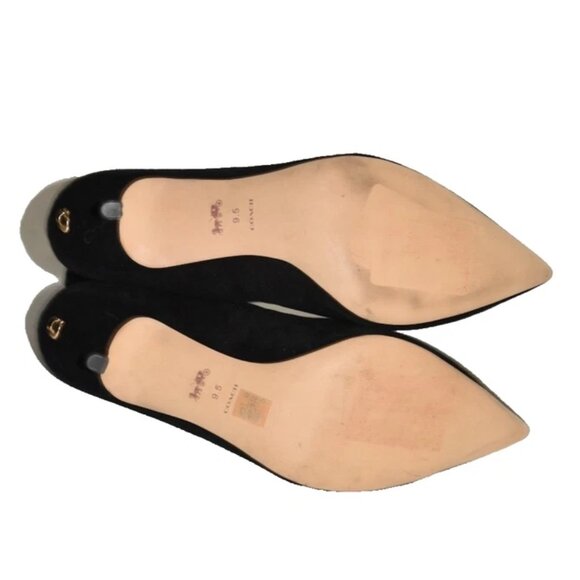 $350 Coach Restored Jade Bootie SUEDE BLACK POINTY GOLD "C" HEEL SOCK 9.5 (MG12) - Picture 6 of 7